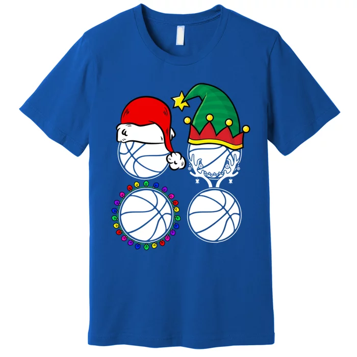 Basketball Player Christmas Cool Ugly Xmas Santa Reindeer Great Gift Premium T-Shirt