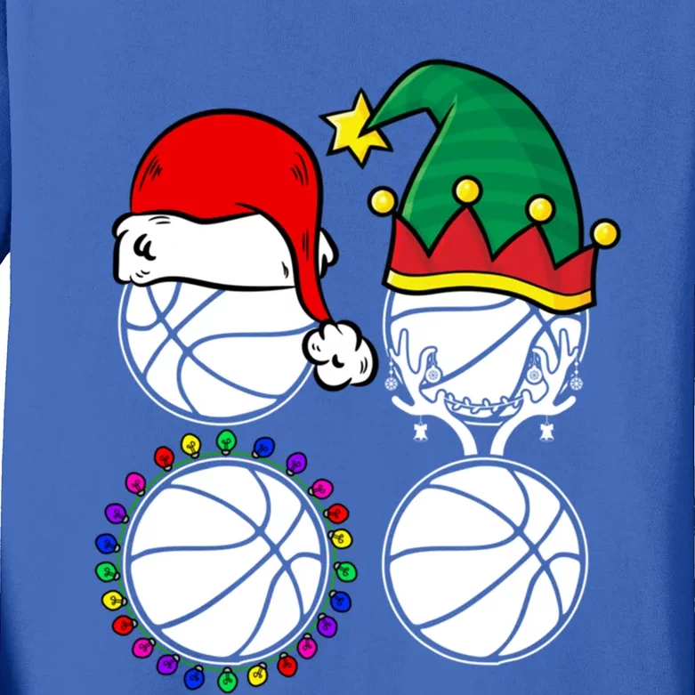 Basketball Player Christmas Cool Ugly Xmas Santa Reindeer Great Gift Kids Long Sleeve Shirt