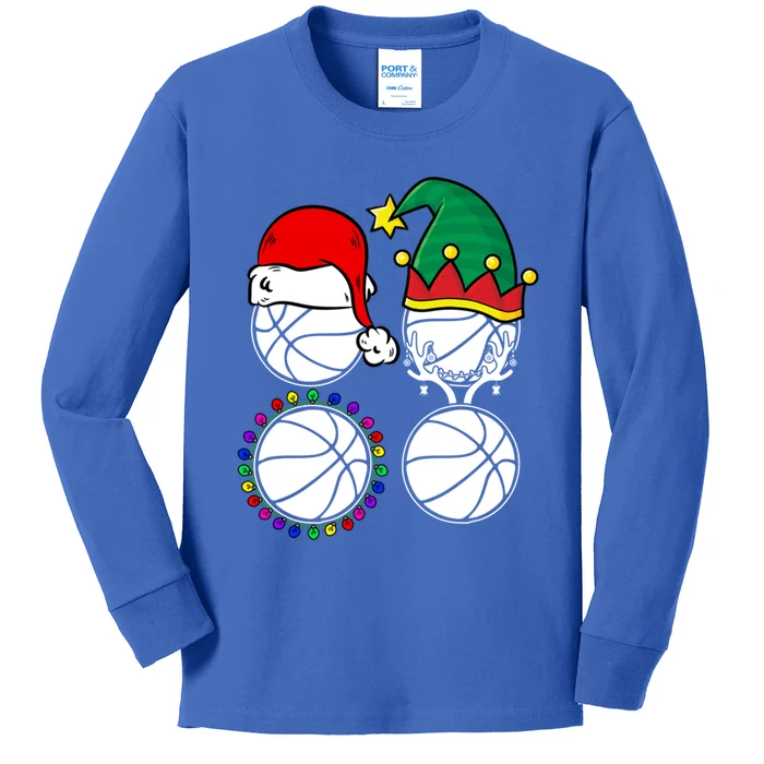 Basketball Player Christmas Cool Ugly Xmas Santa Reindeer Great Gift Kids Long Sleeve Shirt