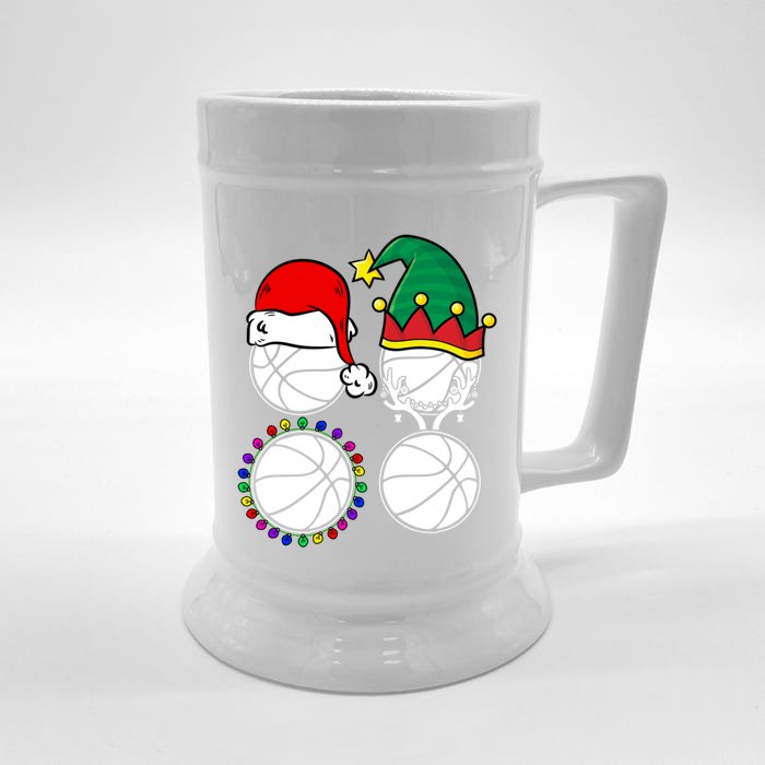 Basketball Player Christmas Cool Ugly Xmas Santa Reindeer Great Gift Front & Back Beer Stein