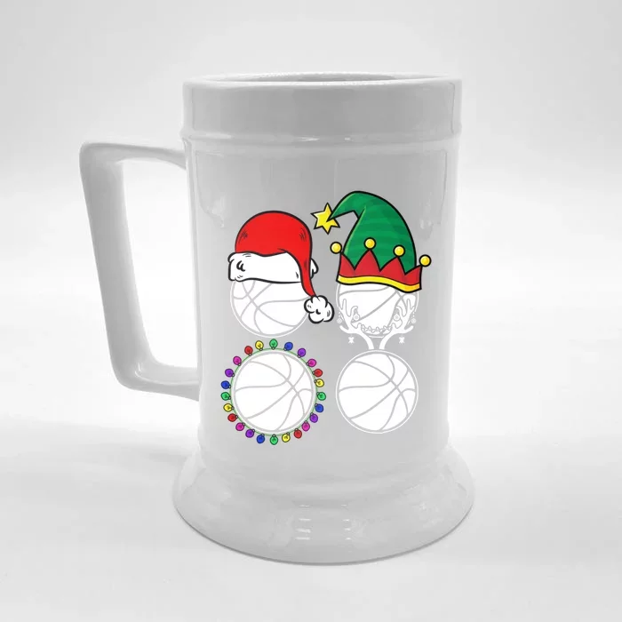 Basketball Player Christmas Cool Ugly Xmas Santa Reindeer Great Gift Front & Back Beer Stein