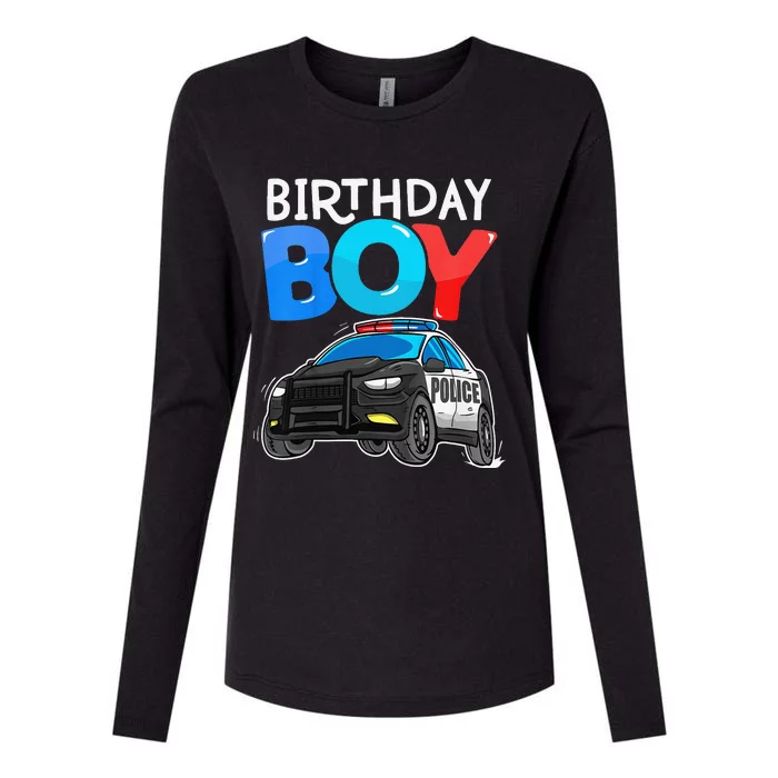 Birthday Police Car Policeman Theme Birthday Womens Cotton Relaxed Long Sleeve T-Shirt