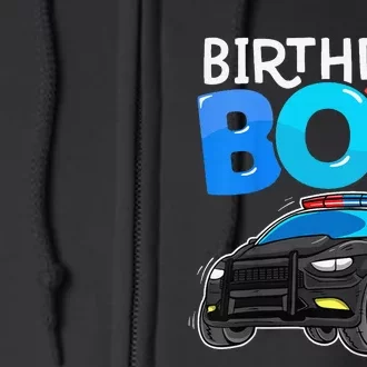 Birthday Police Car Policeman Theme Birthday Full Zip Hoodie