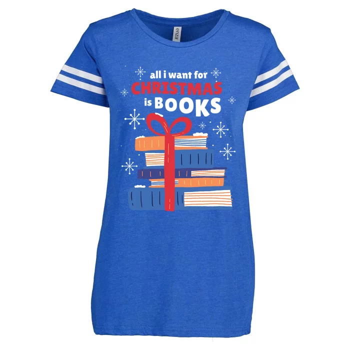 Books Presents Christmas Tree Fun Celebration Snow Season Sa Gift Enza Ladies Jersey Football T-Shirt