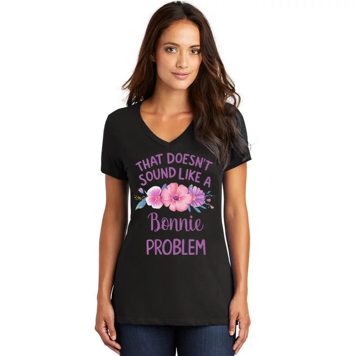 Bonnie Personalized Cute Flower Bonnie Name Women's V-Neck T-Shirt