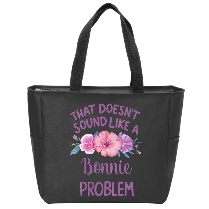 Bonnie Personalized Cute Flower Bonnie Name Zip Tote Bag