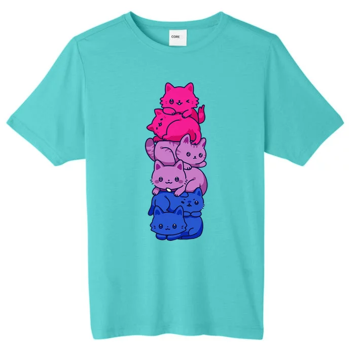 Bi Pride Cat LGBT Bisexual Flag Cute Kawaii Cats Pile Gift ChromaSoft Performance T-Shirt