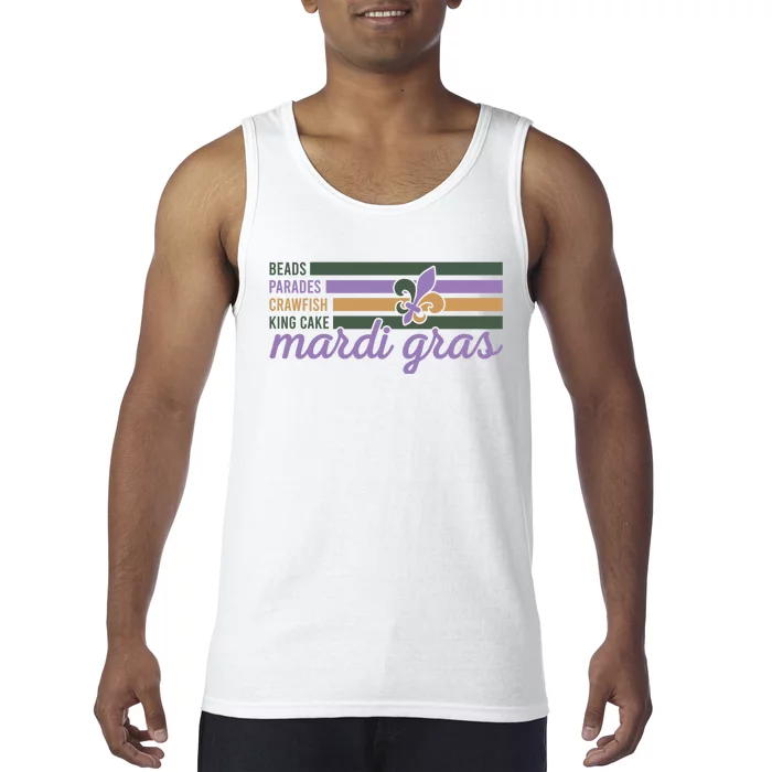 Beads Parades Crawfish King Cake Mardi Gras Tank Top