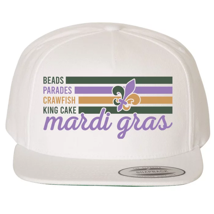 Beads Parades Crawfish King Cake Mardi Gras Wool Snapback Cap