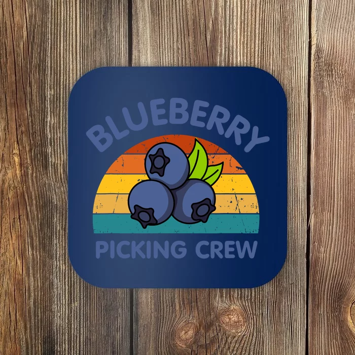 Blueberry Picking Crew Cute Family Blueberries Summer Fruit Coaster