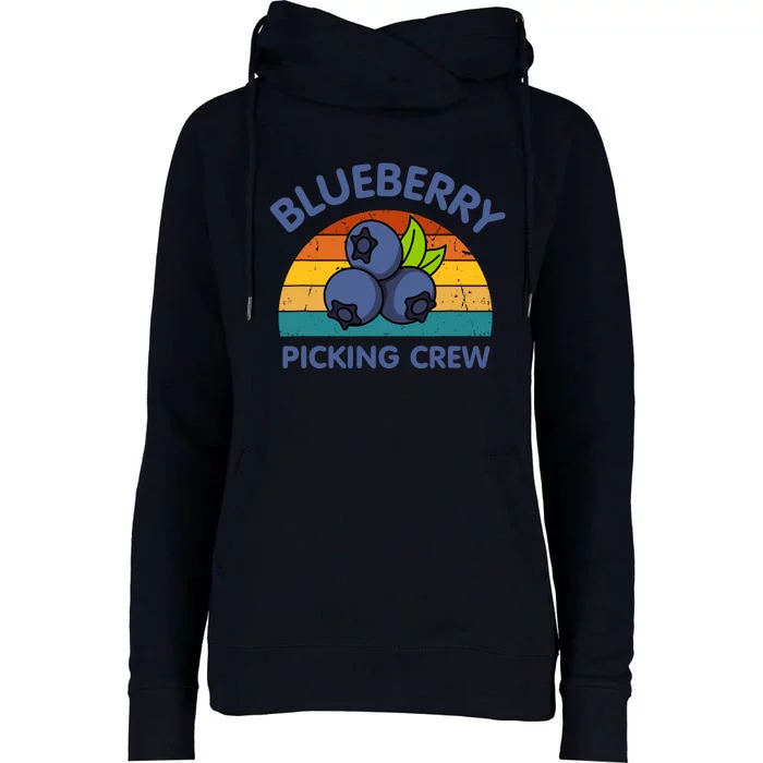 Blueberry Picking Crew Cute Family Blueberries Summer Fruit Womens Funnel Neck Pullover Hood