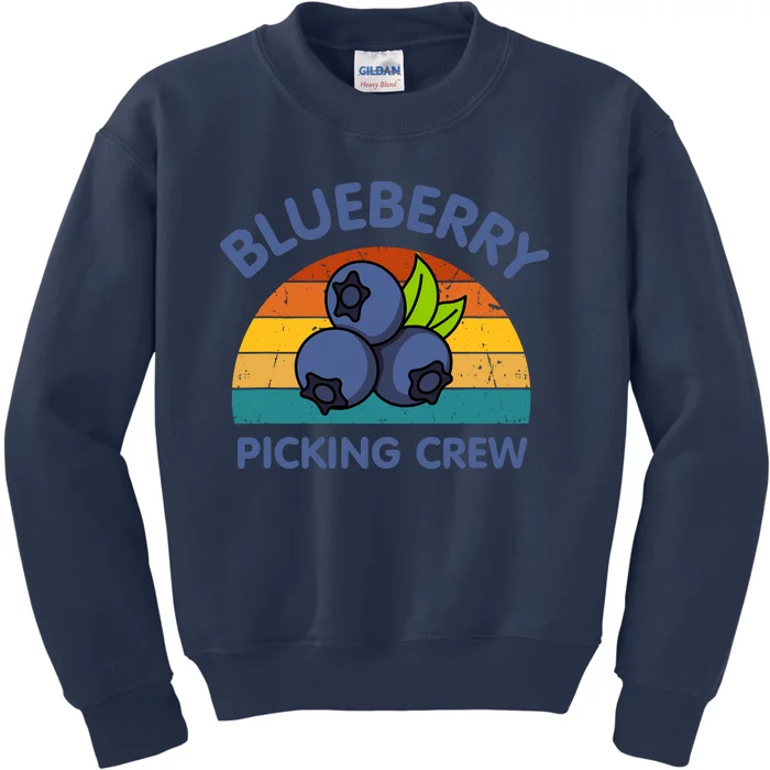 Blueberry Picking Crew Cute Family Blueberries Summer Fruit Kids Sweatshirt