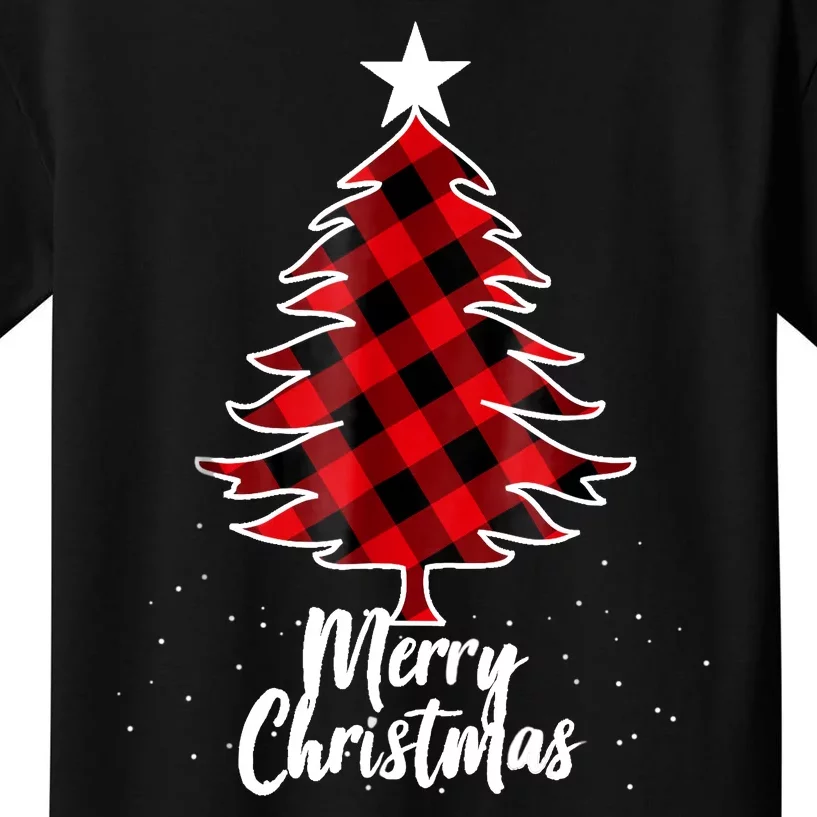 Buffalo Plaid Christmas Tree Shirts For Mom Dad And Kids Kids T-Shirt