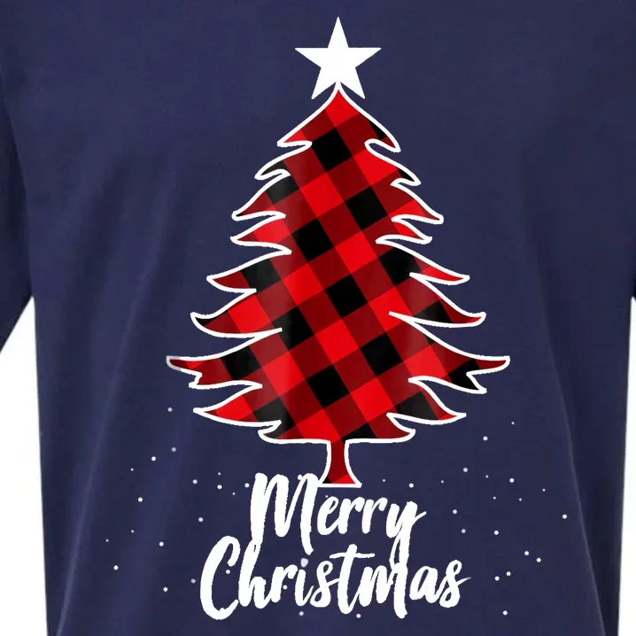 Buffalo Plaid Christmas Tree Shirts For Mom Dad And Kids Sueded Cloud Jersey T-Shirt