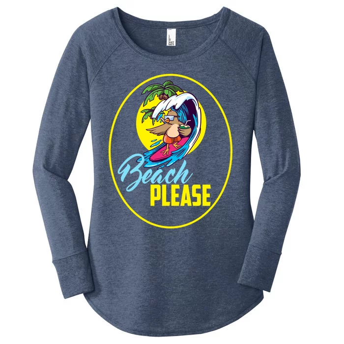 Beach Please Cute Bird Surfing The Waves Gift Women's Perfect Tri Tunic Long Sleeve Shirt