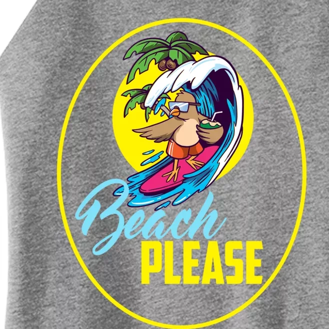 Beach Please Cute Bird Surfing The Waves Gift Women’s Perfect Tri Rocker Tank