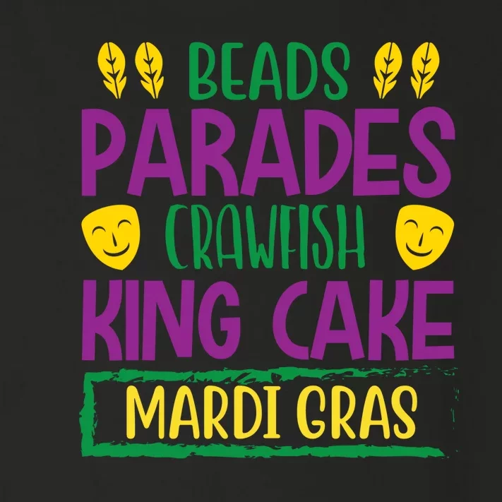 Beads Parades Crawfish King Cake Mardi Gras Toddler Long Sleeve Shirt