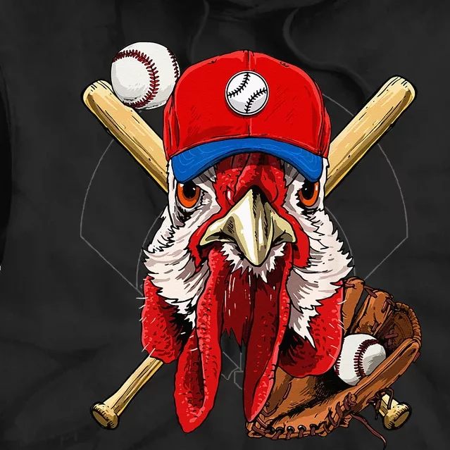 Baseball Player Chicken Pitcher Catcher Baseball Coach Farm Tie Dye Hoodie