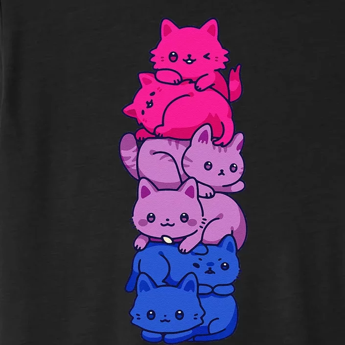 Bi Pride Cat LGBT Bisexual Flag Cute Kawaii Cats Pile Gift ChromaSoft Performance T-Shirt