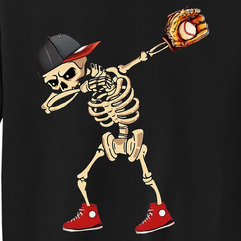 Baseball Player Catcher Pitcher With Mitt Dabbing Skeleton Tall Sweatshirt