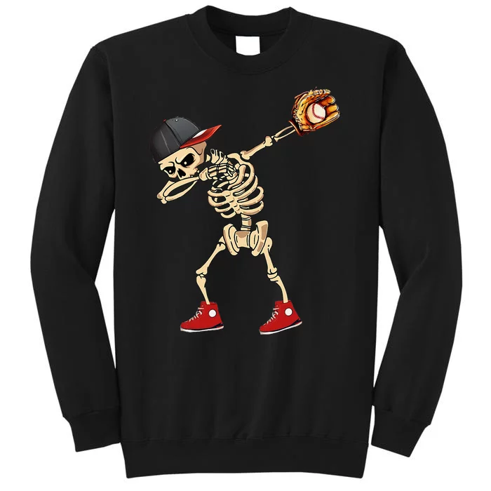 Baseball Player Catcher Pitcher With Mitt Dabbing Skeleton Tall Sweatshirt