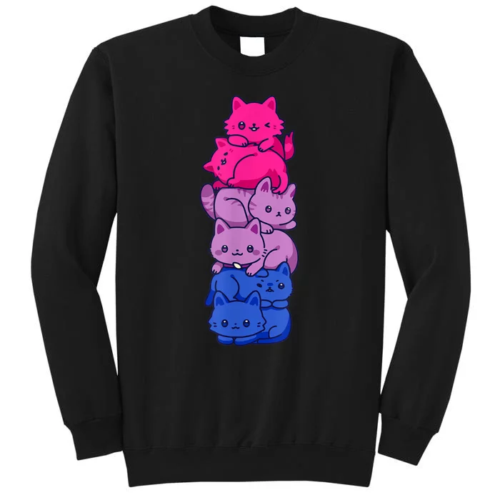 Bi Pride Cat LGBT Bisexual Flag Cute Kawaii Cats Pile Sweatshirt