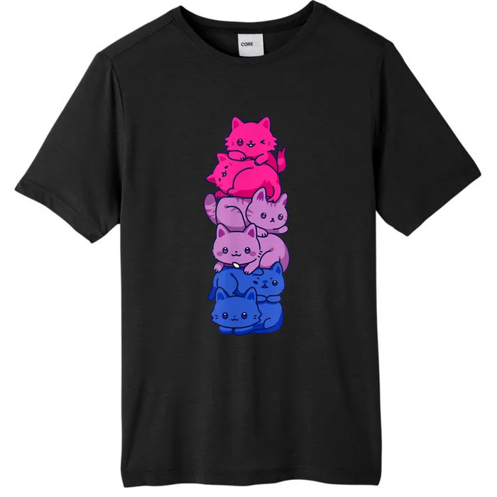 Bi Pride Cat LGBT Bisexual Flag Cute Kawaii Cats Pile ChromaSoft Performance T-Shirt