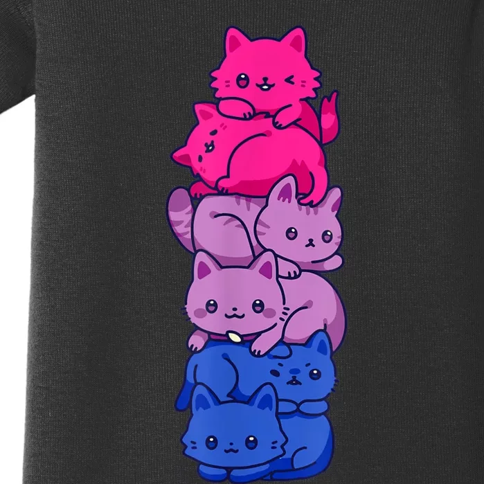 Bi Pride Cat LGBT Bisexual Flag Cute Kawaii Cats Pile Baby Bodysuit