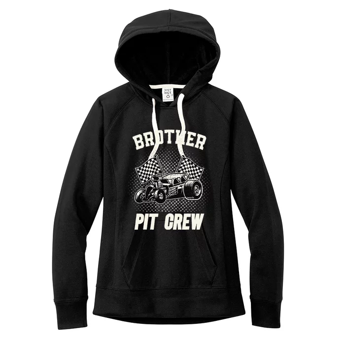 Brother Pit Crew Funny Race Car Birthday Party Racing Family Women's Fleece Hoodie