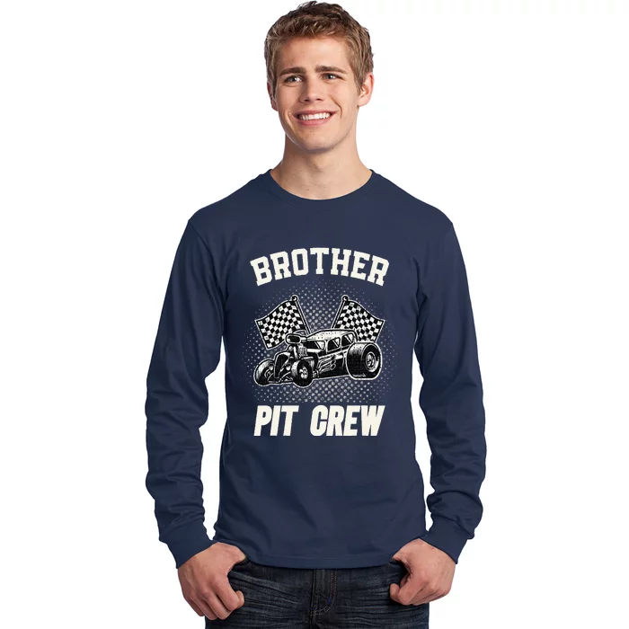 Brother Pit Crew Funny Race Car Birthday Party Racing Family Long Sleeve Shirt