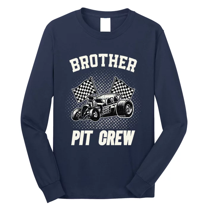 Brother Pit Crew Funny Race Car Birthday Party Racing Family Long Sleeve Shirt