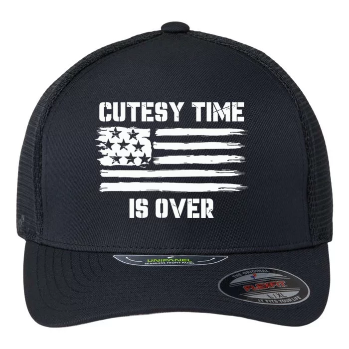 Bold Patriotic Cutesy Time Is Over Flexfit Unipanel Trucker Cap