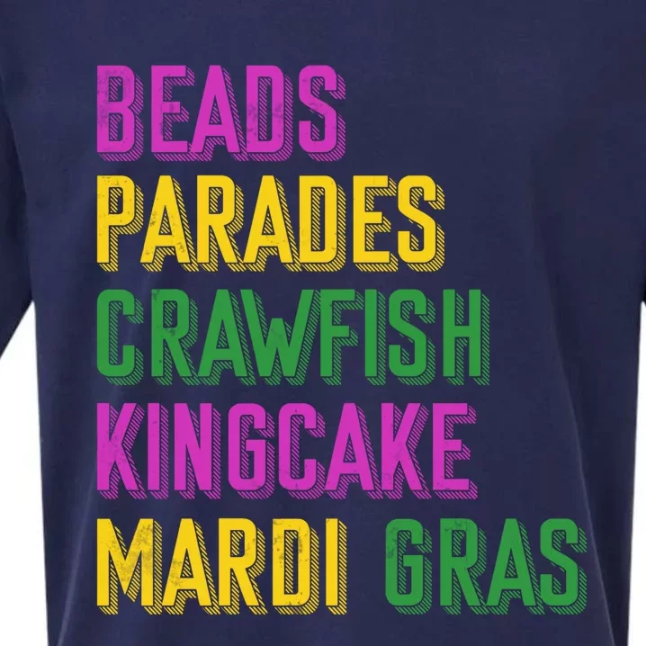 Beads Parades Crawfish Kingcake Masquerade Mardi Gras Gift Sueded Cloud Jersey T-Shirt