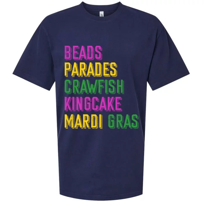 Beads Parades Crawfish Kingcake Masquerade Mardi Gras Gift Sueded Cloud Jersey T-Shirt