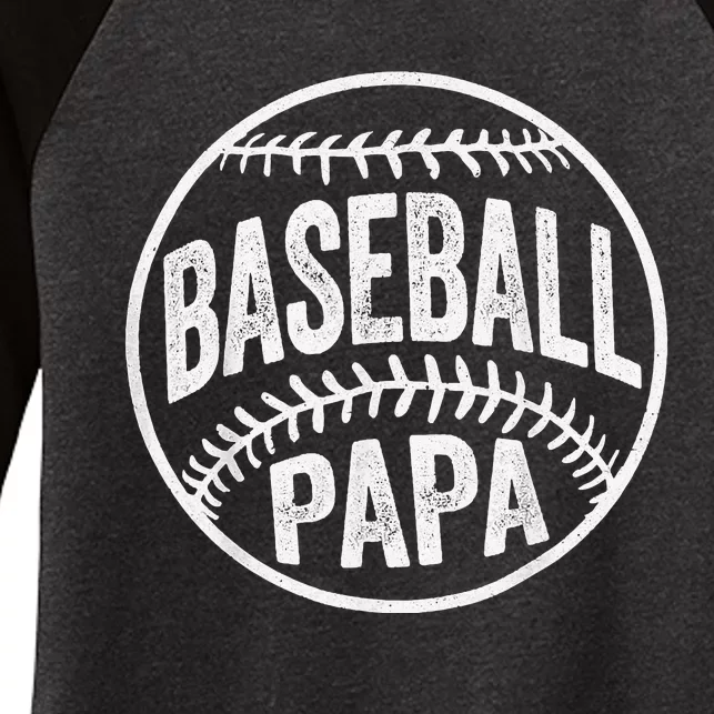 Baseball Papa Coach Father's Day Women's Tri-Blend 3/4-Sleeve Raglan Shirt