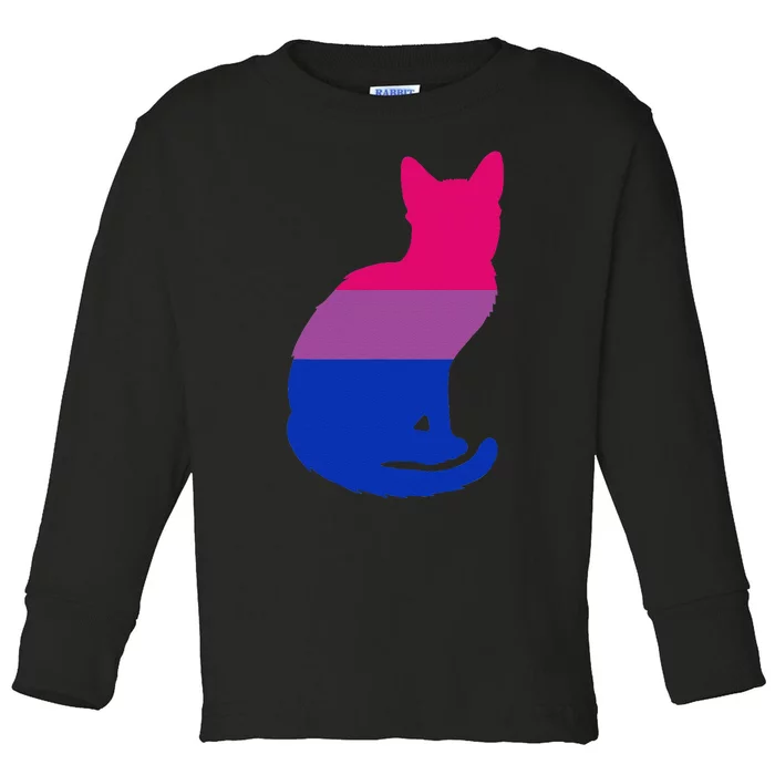 Bisexual Pride Cat LGBT Bi Support Love Funny Cat Lover Toddler Long Sleeve Shirt