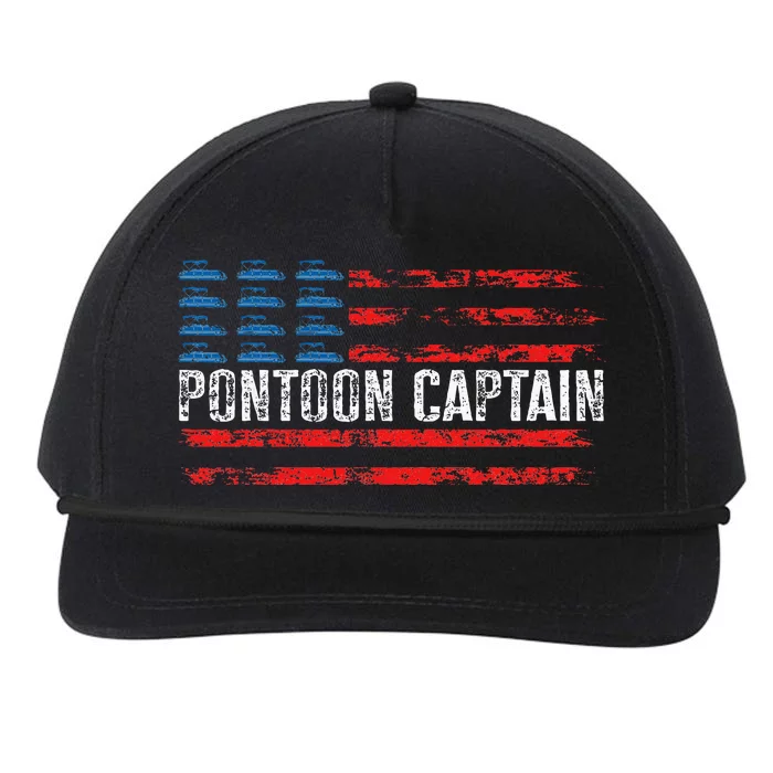 Boating Pontoon Captain 4th Of July Pontoon Boat Snapback Five-Panel Rope Hat