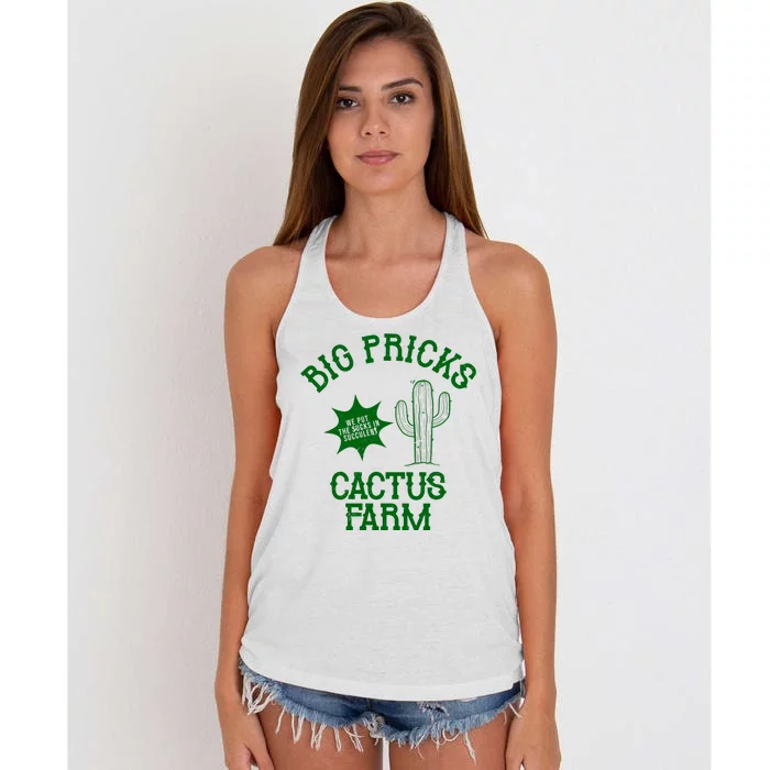 Big Pricks Cactus Farm Funny Women's Knotted Racerback Tank