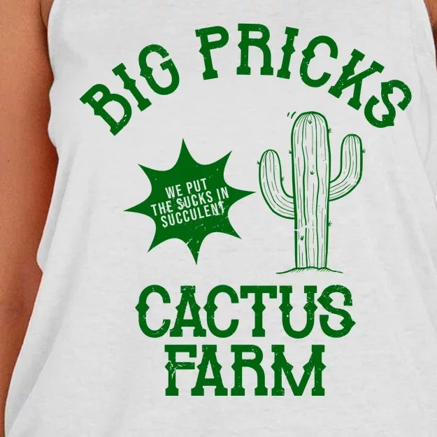 Big Pricks Cactus Farm Funny Women's Knotted Racerback Tank