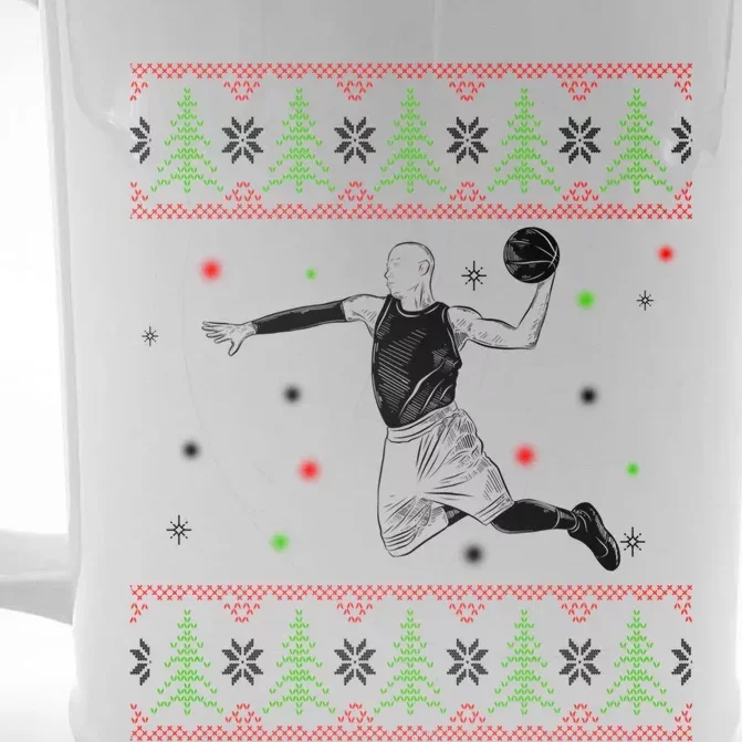 Basketball Player Christmas Cool Ugly Xmas Santa Basketball Cute Gift Front & Back Beer Stein