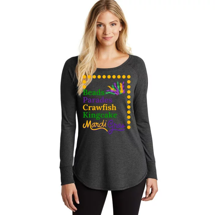 Beads Parades Crawfish Kingcake Mardi Grag Women's Perfect Tri Tunic Long Sleeve Shirt