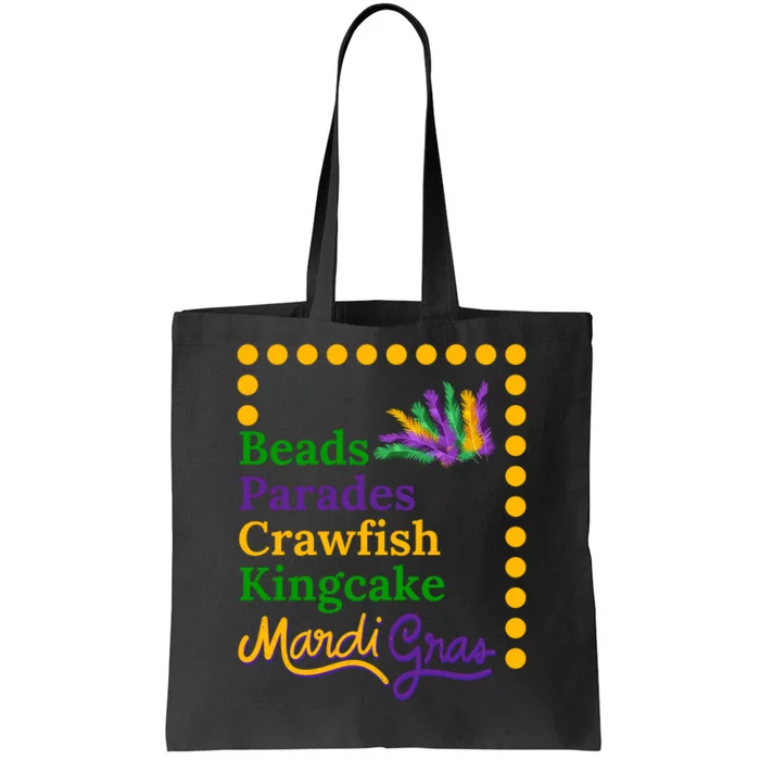 Beads Parades Crawfish Kingcake Mardi Grag Tote Bag