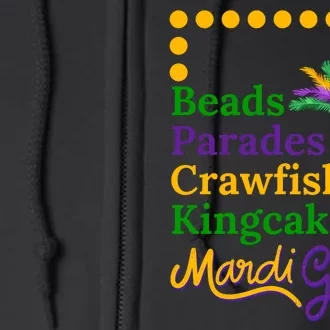 Beads Parades Crawfish Kingcake Mardi Grag Full Zip Hoodie