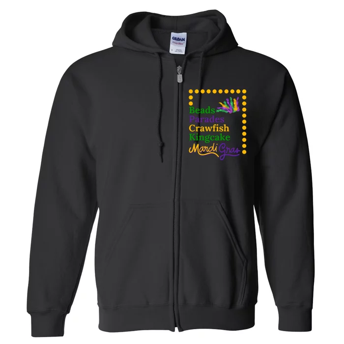 Beads Parades Crawfish Kingcake Mardi Grag Full Zip Hoodie