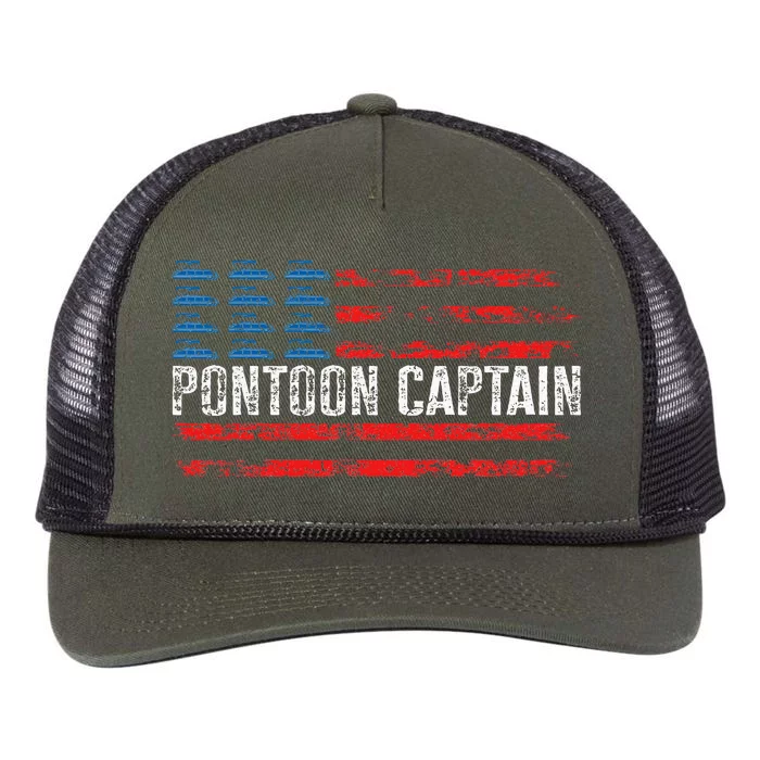 Boating Pontoon Captain 4th Of July Pontoon Boat Retro Rope Trucker Hat Cap