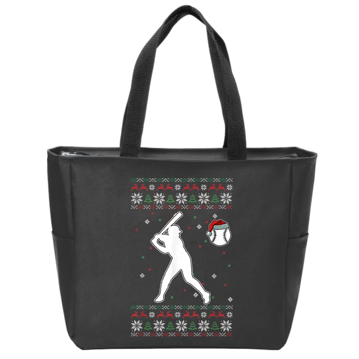 Baseball Player Christmas Cool Ugly X-Mas Pajama Boyss Zip Tote Bag