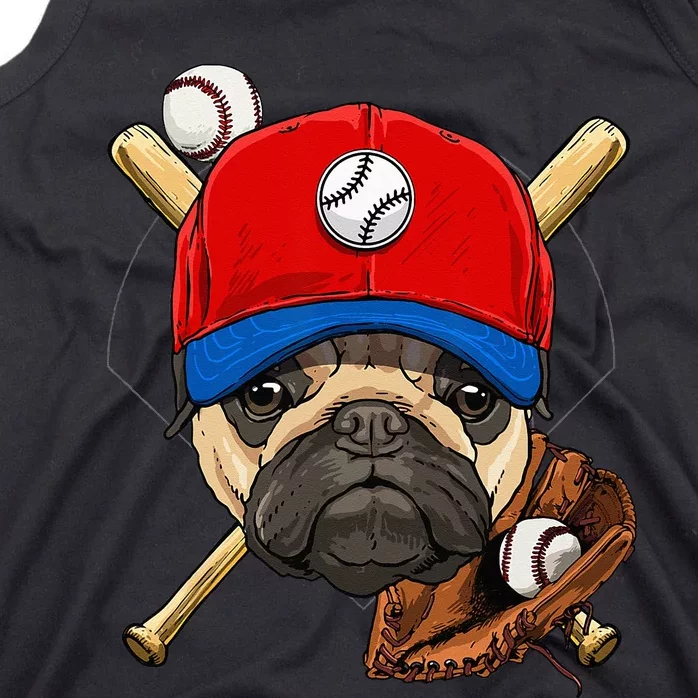 Baseball Player Coach Pug Dog Lover Pug Mom Catcher Pitcher Tank Top