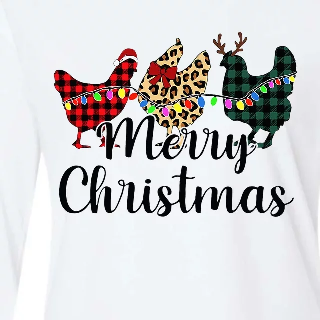 Buffalo Plaid Chickmas Merry Christmas Chicken Lover Xmas Womens Cotton Relaxed Long Sleeve T-Shirt