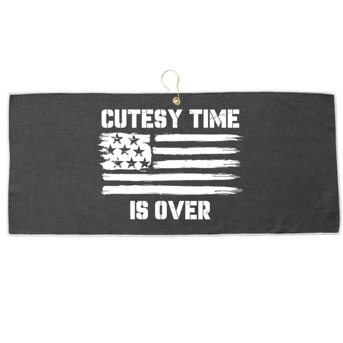 Bold Patriotic Cutesy Time Is Over Design Large Microfiber Waffle Golf Towel