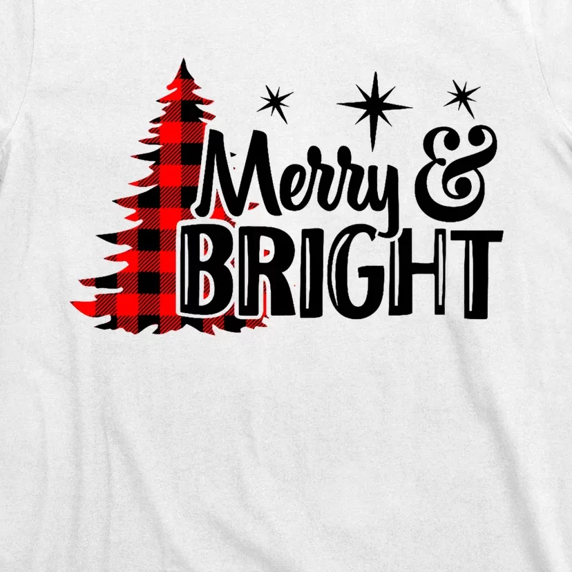 Buffalo Plaid Christmas Tree Merry And Bright T-Shirt